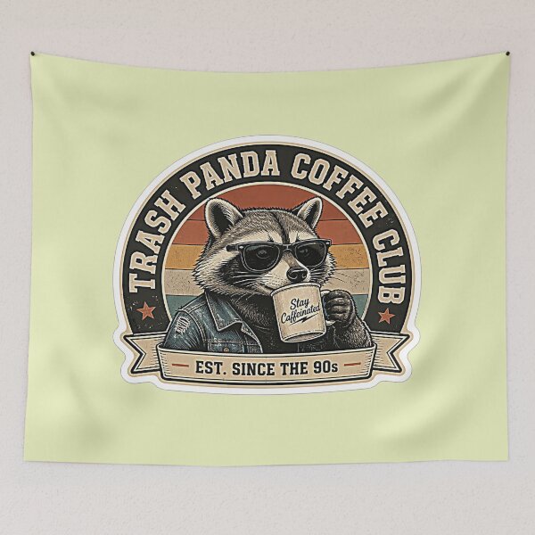 Item preview, Vintage Raccoon Badge Sticker - Trash Panda Coffee Club designed and sold by Jaani-T.