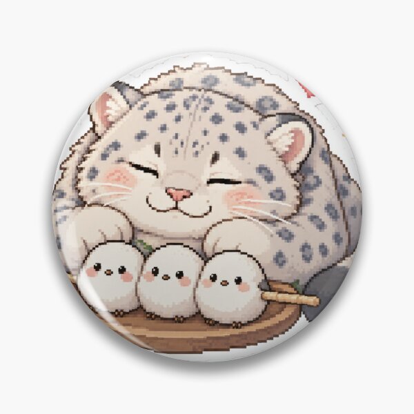 Item preview, Cozy Snow Leopard with Shima Enaga Mochi Dango Stack designed and sold by CozyPixel-J.