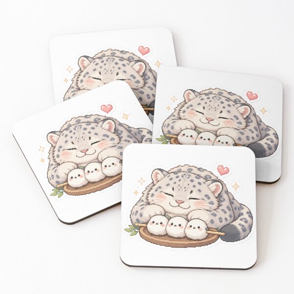 Item preview, Cozy Snow Leopard with Shima Enaga Mochi Dango Stack designed and sold by CozyPixel-J.