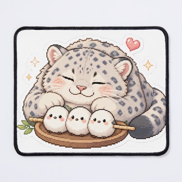 Item preview, Cozy Snow Leopard with Shima Enaga Mochi Dango Stack designed and sold by CozyPixel-J.