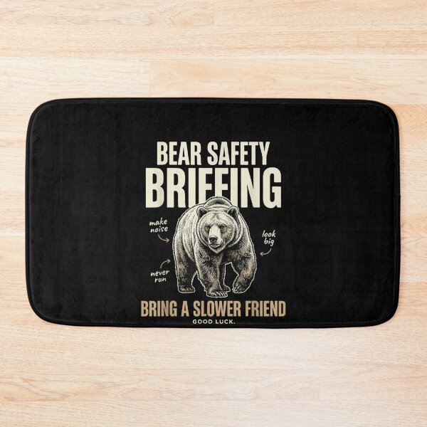 Item preview, Bear Safety briefing Bring a Slower Friend Funny Bear designed and sold by Juansustait.