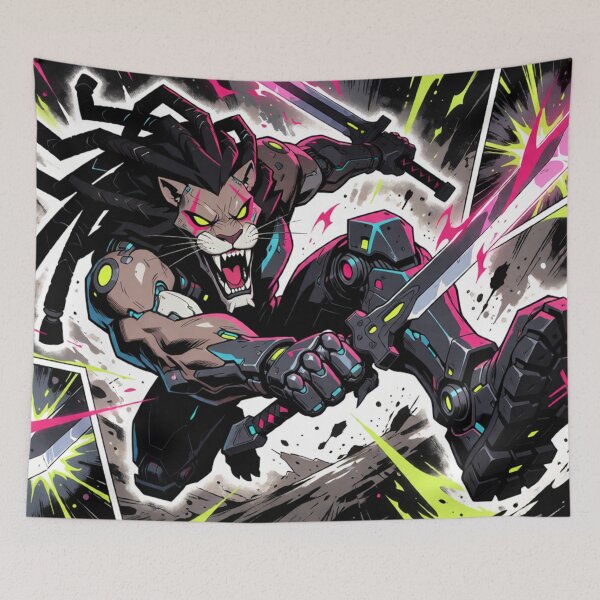 Item preview, Cyber Lion Fighter Striking with Power (V4) designed and sold by SabaMirzique.