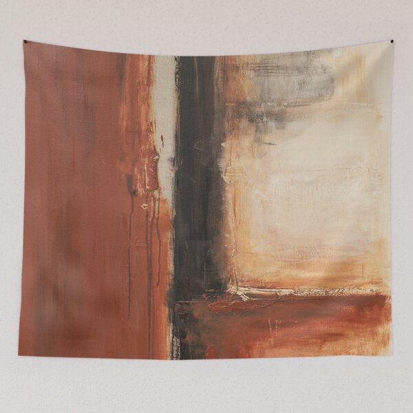 Item preview, Earthy Abstract Terracotta Black Cream  designed and sold by Mindful Wall Art Studio.