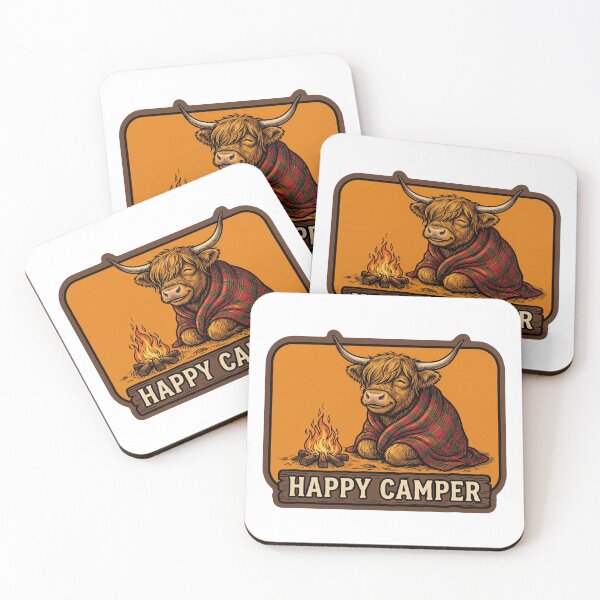 Item preview, Happy Camper Highland Cow designed and sold by Roy & Tiffany.