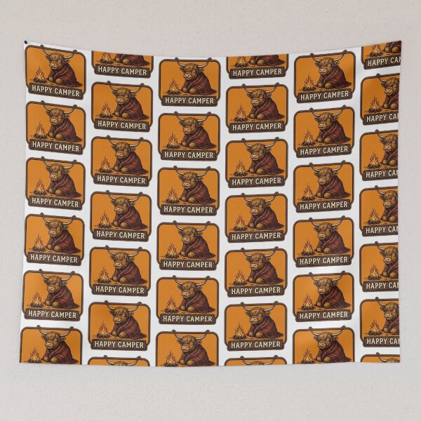 Item preview, Happy Camper Highland Cow designed and sold by Tiffany Roy.