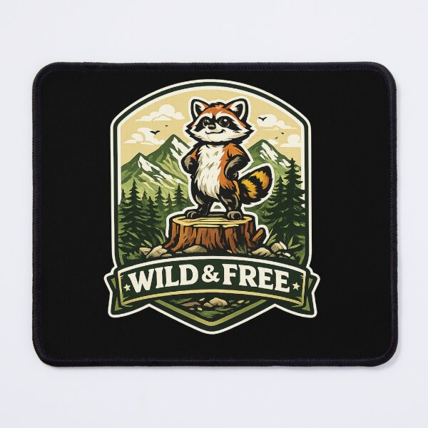 Item preview, Wild & Free Raccoon – Mountain Adventure Nature T-Shirt Design designed and sold by ArtisticHeart21.
