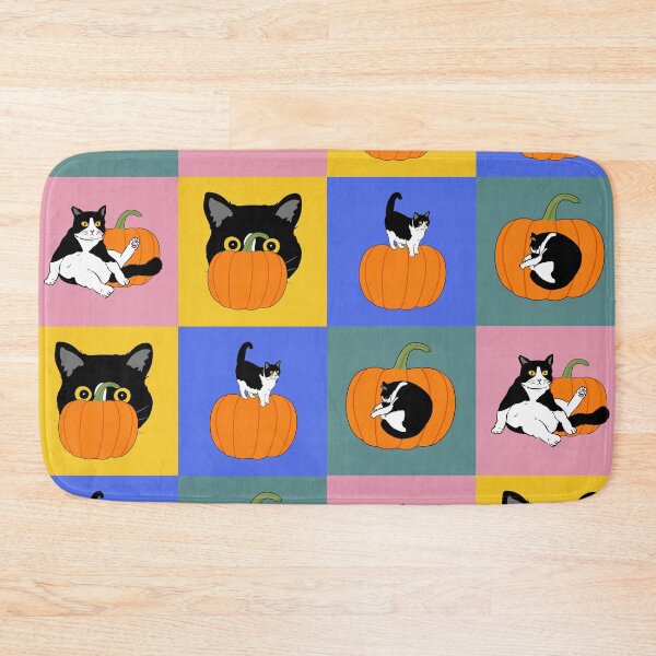 Item preview, Tuxedo cat Halloween pumpkin throw designed and sold by BritishDelights.
