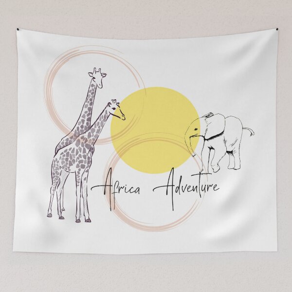 Item preview, Africa Adventure Wildlife Giraffe Elephant designed and sold by NourArtCorner.