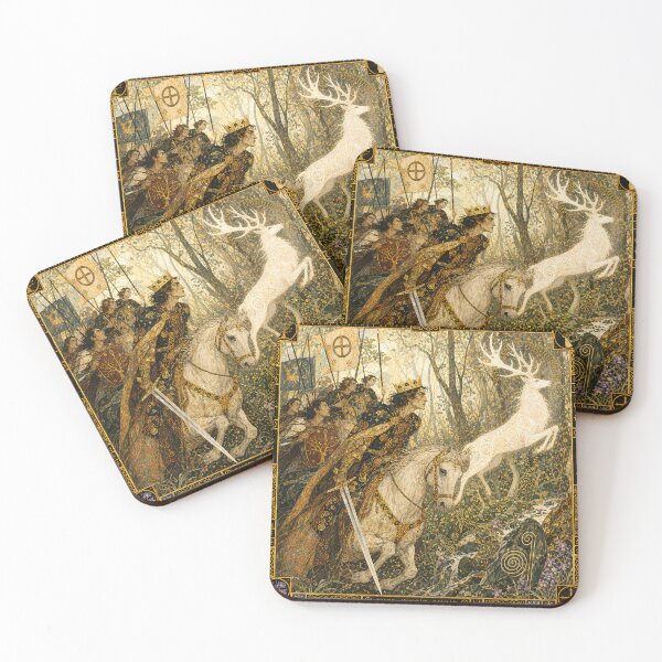Item preview, El rey Arturo y el ciervo blanco | Cuadro del bosque encantado designed and sold by Stoneflower-Art.