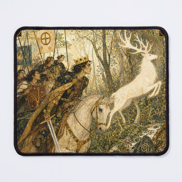 Item preview, King Arthur and the White Stag | The Enchanted Forest Wall Art designed and sold by Stoneflower-Art.