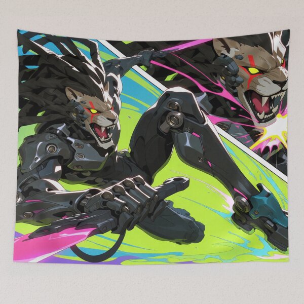 Item preview, Cyber Lion Fighter Striking with Power (V6) designed and sold by SabaMirzique.
