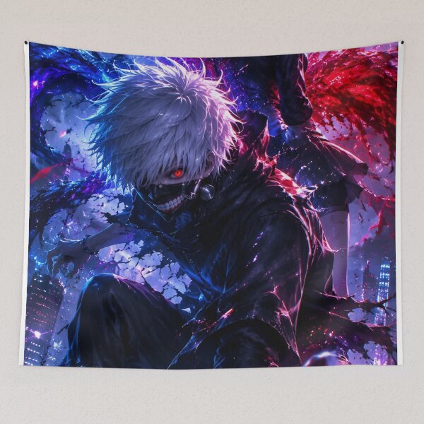 Item preview, Dark Anime Ghoul Warrior – Red Blue Neon Moon Gothic Fantasy Art designed and sold by Dyan4.