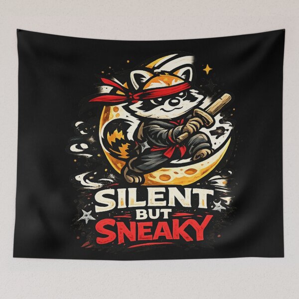 Item preview, Silent But Sneaky Raccoon Ninja – Stealth Warrior T-Shirt Design designed and sold by ArtisticHeart21.