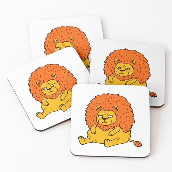 Item preview, Funny Fat Grumpy Lion Unmotivated Lazy Mood Cartoon Sticker designed and sold by Holzon.