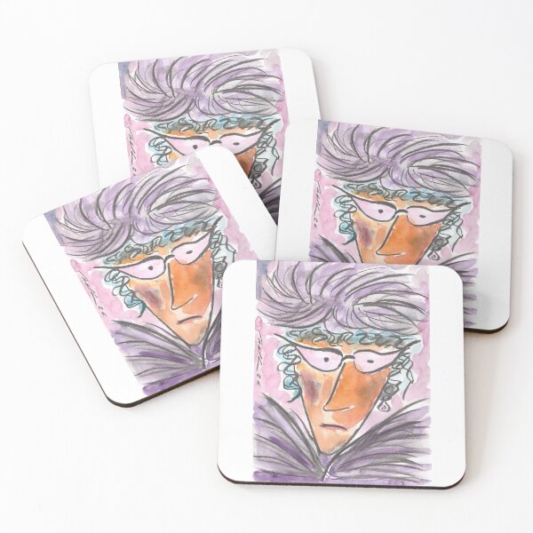 Aperçu de l'œuvre Dame chic portant du Zobel violet, du charbon et de l'aquarelle créée et vendue par Anke‘s Bazaar.