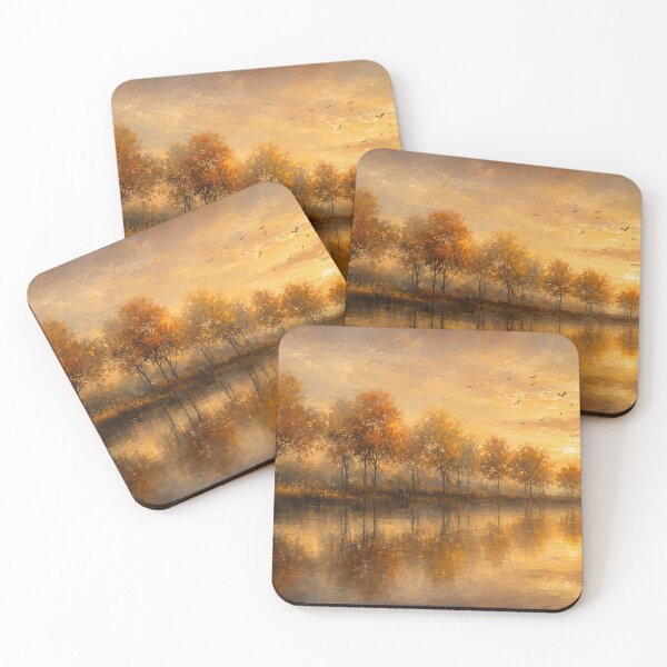 Item preview, Golden Autumn Lake Sunrise | Warm Cozy Fall Decor designed and sold by Joey Santiago.