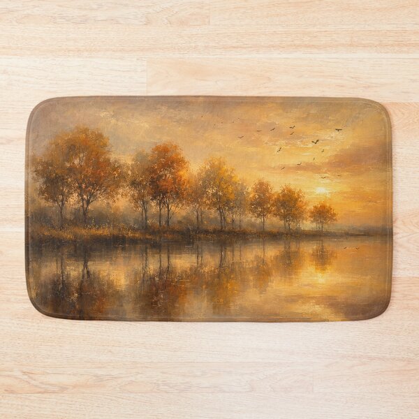 Item preview, Golden Autumn Lake Sunrise | Warm Cozy Fall Decor designed and sold by Joey Santiago.