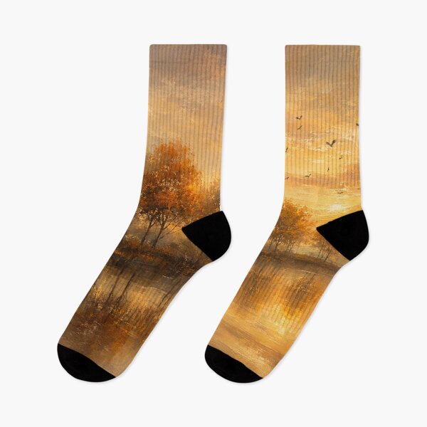 Item preview, Golden Autumn Lake Sunrise | Warm Cozy Fall Decor designed and sold by Joey Santiago.
