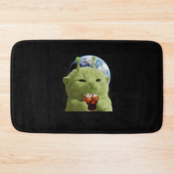 Item preview, Alien Cat Drinking Soda in Space – Cosmic Cat Meme designed and sold by korymorsevv.