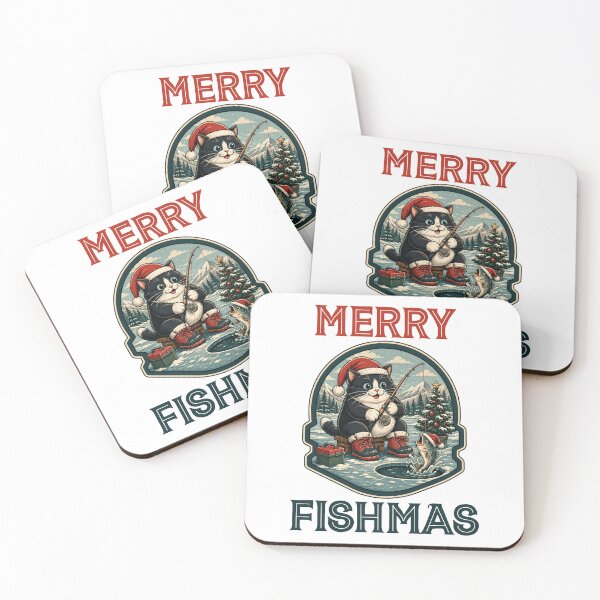 Item preview, Merry Fishmas - Funny Christmas Cat Ice Fishing designed and sold by Trendvia .