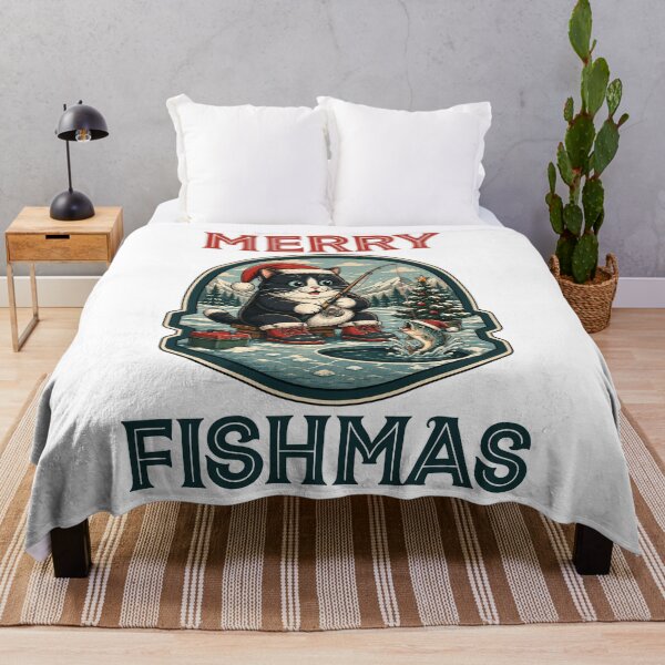 Item preview, Merry Fishmas - Funny Christmas Cat Ice Fishing designed and sold by Trendvia .