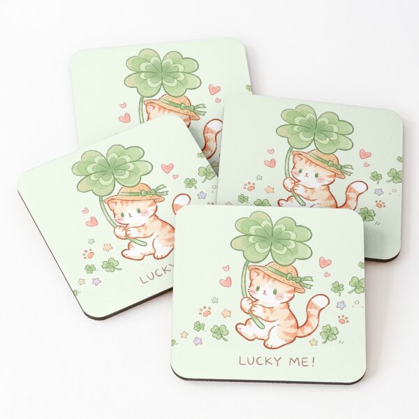 Item preview, Lucky Cat Shamrock – Cute Four Leaf Clover Cat “Lucky Me!”  designed and sold by Mavie Bloom.
