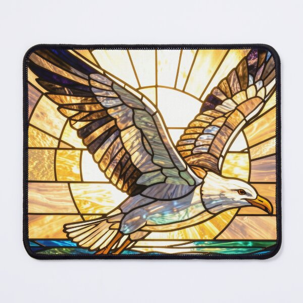 Item preview, Seagull Sunset Stained Glass Coastal Wave designed and sold by pinkal.