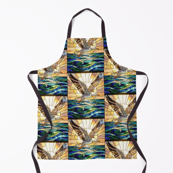 Item preview, Seagull Sunset Stained Glass Coastal Wave designed and sold by pinkal.
