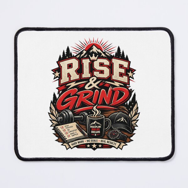 Item preview, Rise & Grind - Discipline Builds Dreams Motivational Graphic designed and sold by ZayCreates.
