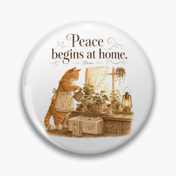 Item preview, Peace Begins At Home Vintage Cat Cozy Kitchen Aesthetic designed and sold by AQUILAKREO.