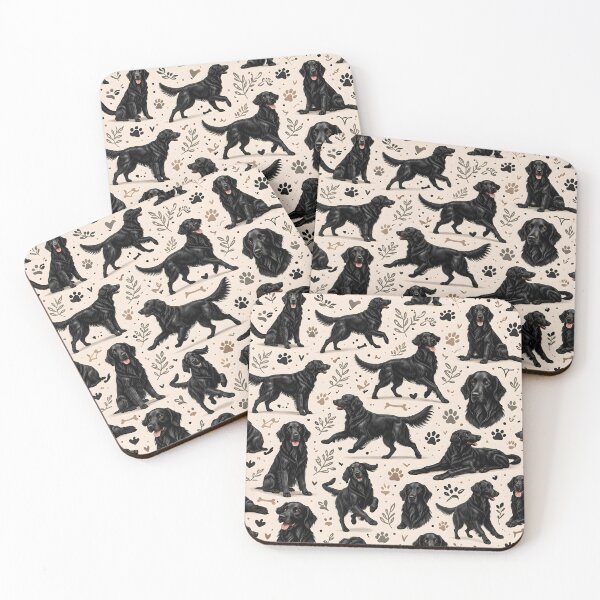 Item preview, Flat-Coated Retriever Pattern – Black Dog Lover Design designed and sold by blankTeeShirt.
