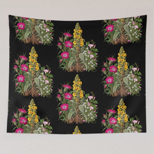 Item preview, Corncockle, Common Mullein and Field Bindweed Vintage Botanical Plate designed and sold by Anyshca.