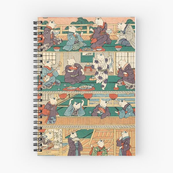 Item preview, Funny Japanese Cats Party at Restaurant - Vintage Ukiyo-e Art designed and sold by WaArtJP.