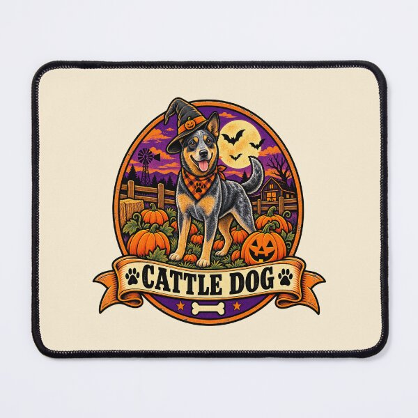 Item preview, Australian Cattle Dog Halloween Shirt – Retro Pumpkin Patch Farm Badge Design designed and sold by Globalcitytees.