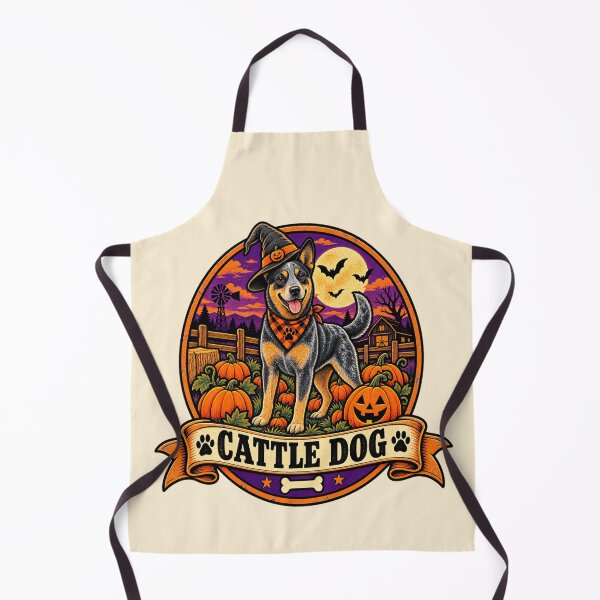 Item preview, Australian Cattle Dog Halloween Shirt – Retro Pumpkin Patch Farm Badge Design designed and sold by Globalcitytees.