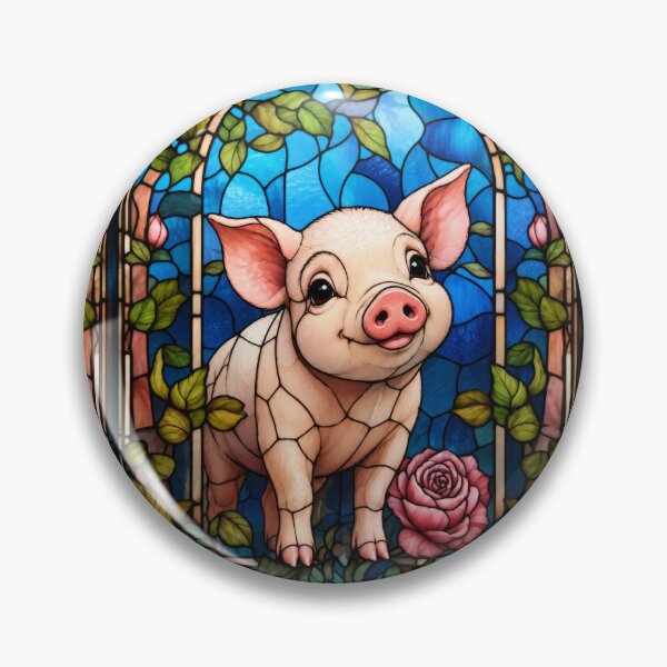 Item preview, Piglet Stained Glass Floral Rose Window designed and sold by pinkal.