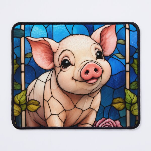 Item preview, Piglet Stained Glass Floral Rose Window designed and sold by pinkal.