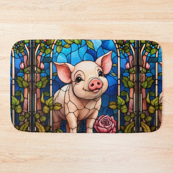Item preview, Piglet Stained Glass Floral Rose Window designed and sold by pinkal.