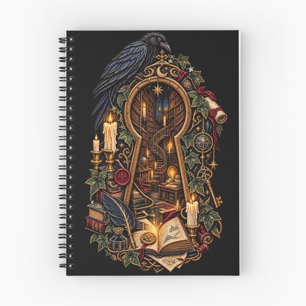 Item preview, Dark Academia Gothic Library Keyhole Embroidered Raven & Candle Art designed and sold by Emoji Emblems.