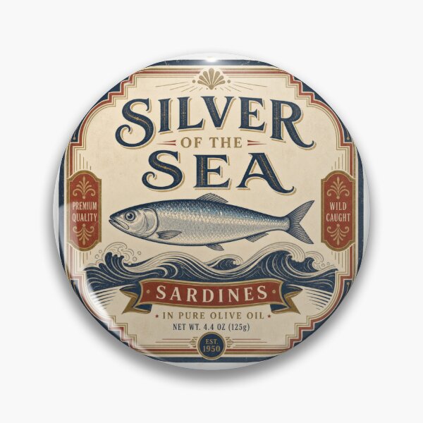 Item preview, Silver of the Sea Art Deco Sardine Label designed and sold by BoosterShop.