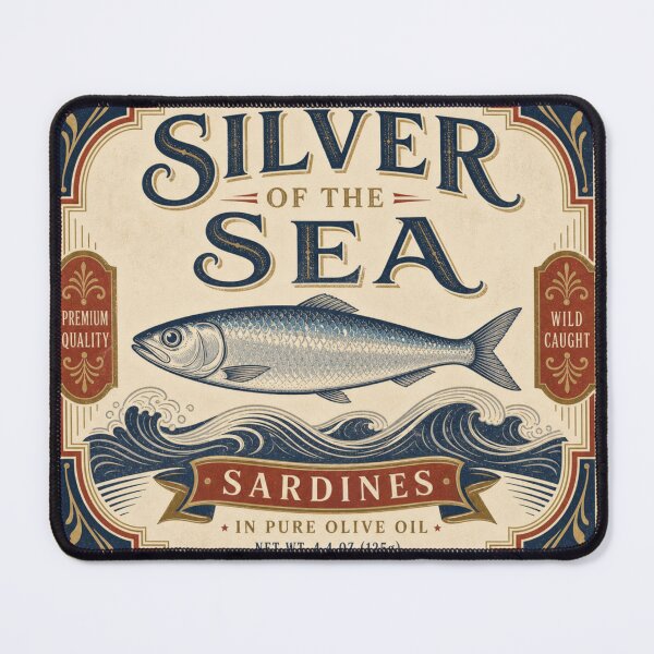 Item preview, Silver of the Sea Art Deco Sardine Label designed and sold by BoosterShop.