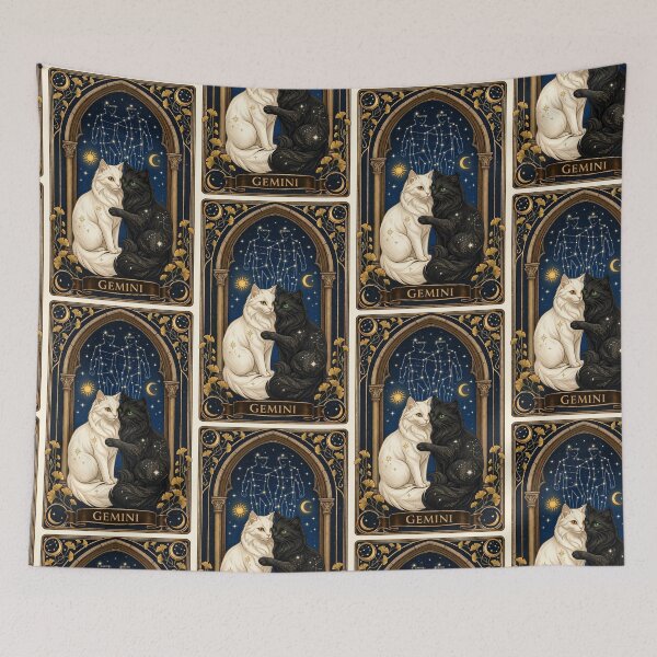 Item preview, Gemini Cats – Celestial Twin Cats Zodiac Art designed and sold by SammyMorry.