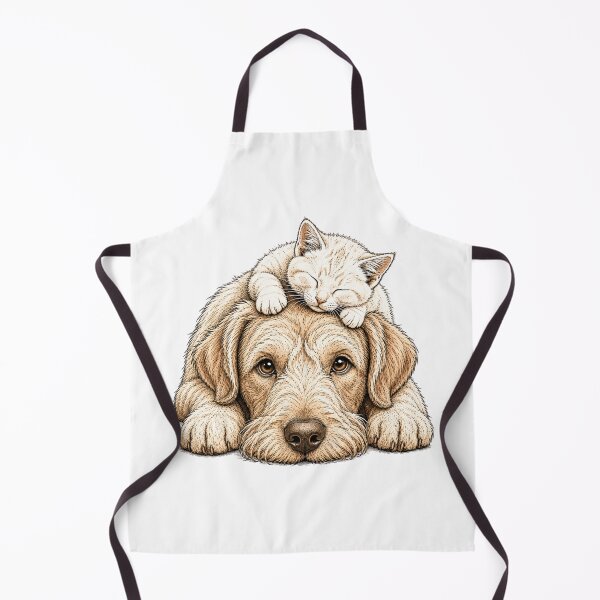 Item preview, Cute Sleeping Kitten on Dog – Best Friends Pet Line Art Design designed and sold by Wonza22yara.