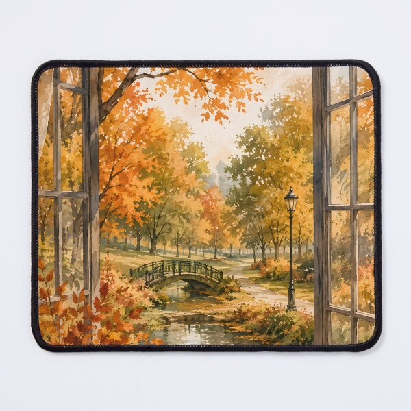 Item preview, Autumn Window View – Cozy Watercolor Fall Landscape designed and sold by blankTeeShirt.