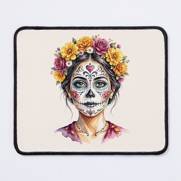 Item preview, Dia de los Muertos Sugar Skull Woman with Colorful Floral Crown designed and sold by SweetLilith.