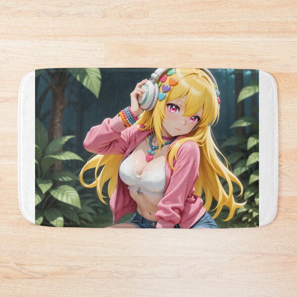 Item preview, Blonde Anime Music Girl with Heart Headphones in Tropical Garden designed and sold by Killington.