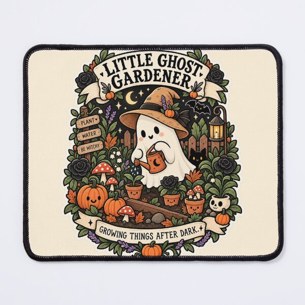 Item preview, Little Ghost Gardener | Cute Cottagecore Halloween Garden Art designed and sold by DmaarGroup.