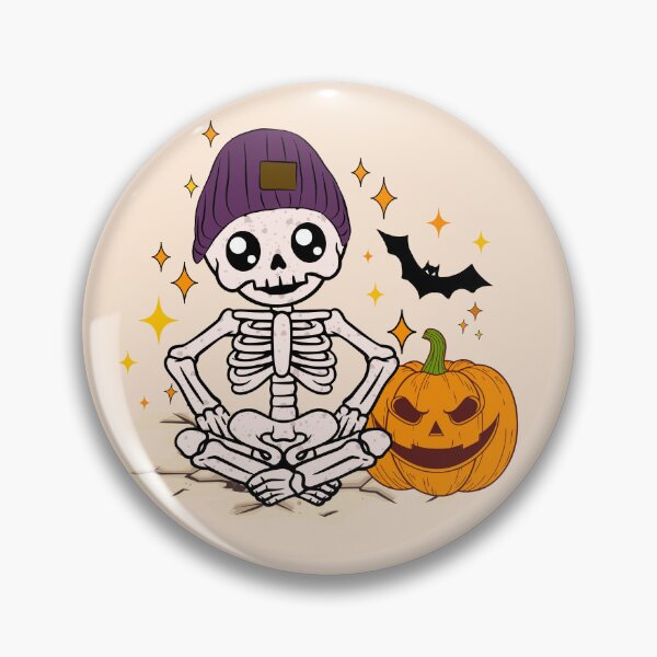 Item preview, Cute Skeleton in Beanie with Pumpkin | Kawaii Halloween Sticker designed and sold by Reddiamond3 ⭐⭐⭐⭐⭐.