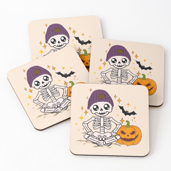 Item preview, Cute Skeleton in Beanie with Pumpkin | Kawaii Halloween Sticker designed and sold by Reddiamond3 ⭐⭐⭐⭐⭐.