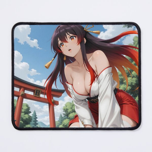 Item preview, Crimson-Haired Shrine Maiden at a Japanese Torii Gate designed and sold by Killington.